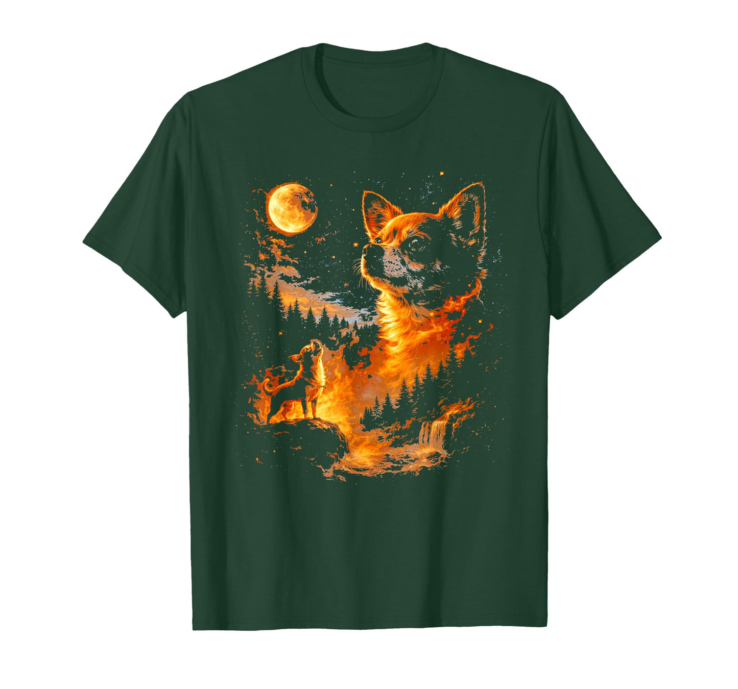 Funny Chihuahua Howling to The Moon Vintage 90s Retro Animal T-Shirt