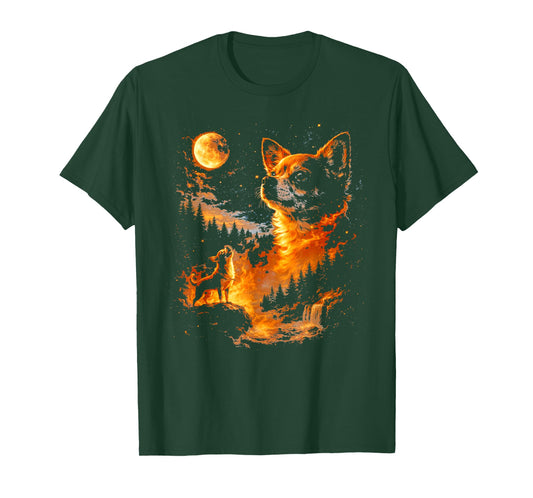 Funny Chihuahua Howling to The Moon Vintage 90s Retro Animal T-Shirt