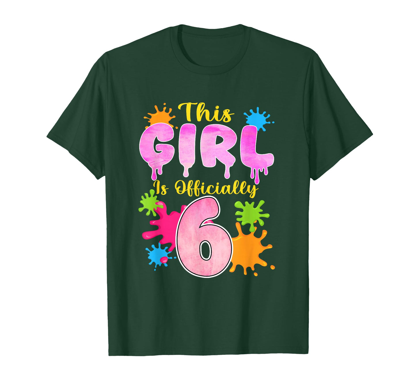 This Girl is Officially 6 Year Old Slime Themed 6th Birthday T-Shirt