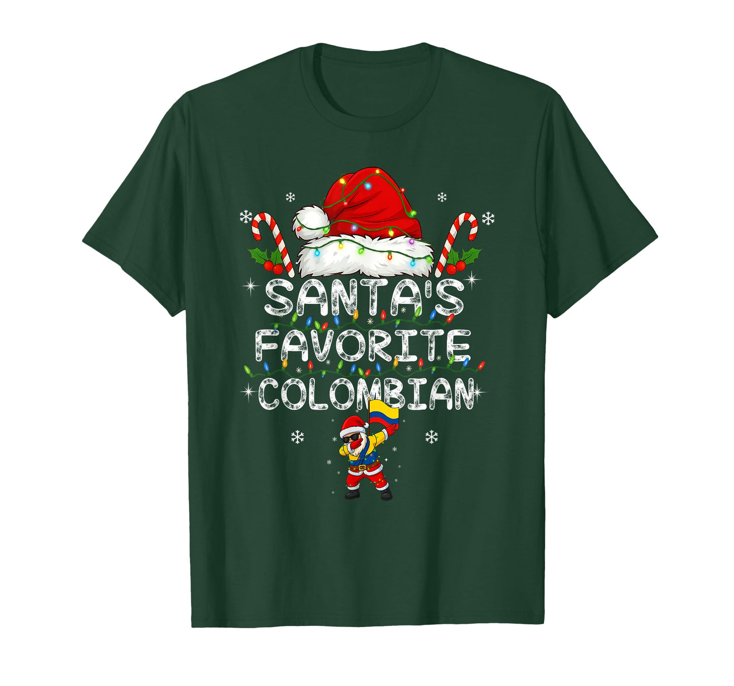 Funny Santa's Favorite Colombian Christmas Santa Dab Xmas T-Shirt