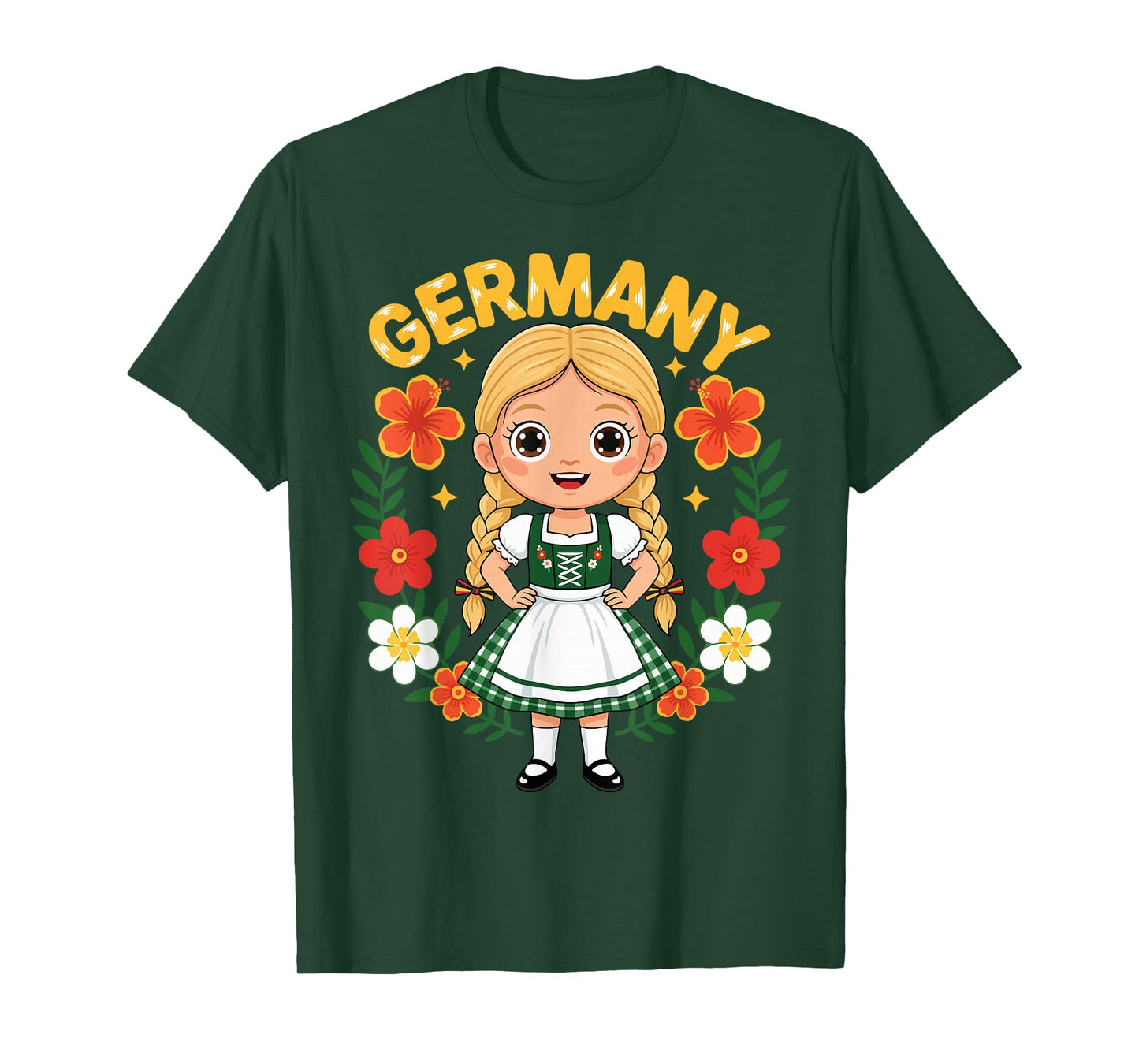 Germany German Girl Traditional Dress Flowers Heritage T-Shirt
