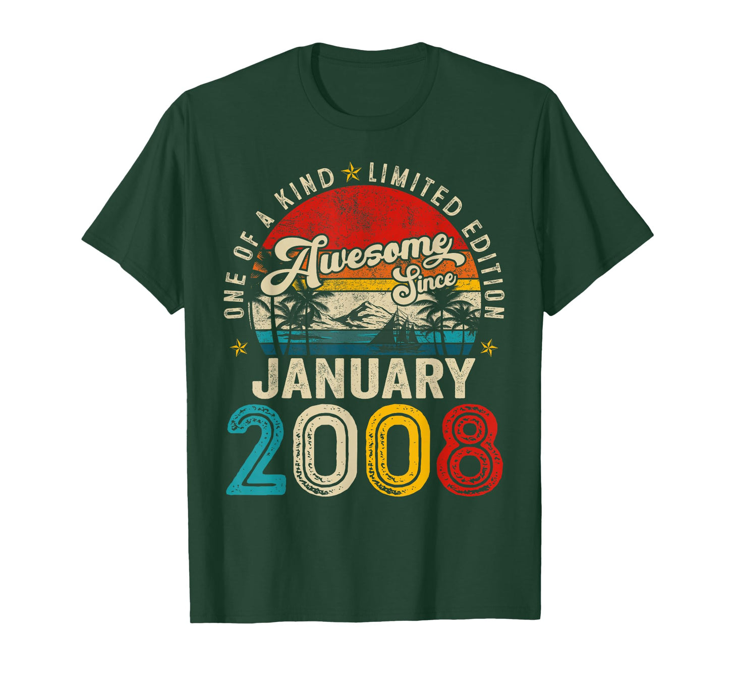 18 Years Old Awesome Since January 2008 18th Birthday Boys T-Shirt