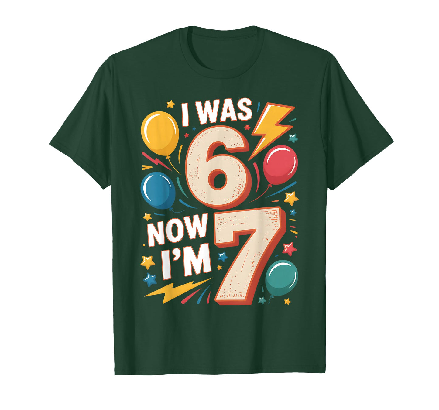 I was 6 Now I'm 7 Seven Year Old 67 Meme Funny 7th Birthday T-Shirt