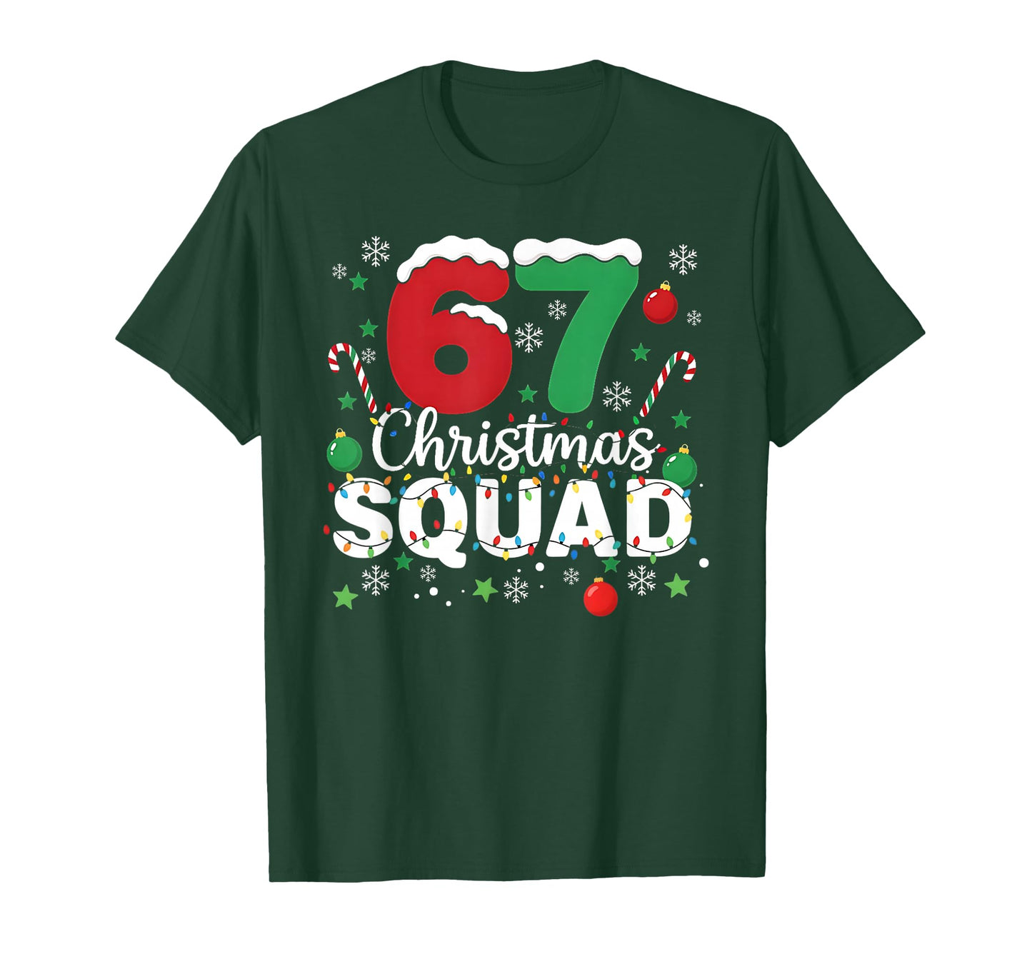 Funny 67 Six Seven Meme Brainrot 67 Christmas Squad T-Shirt