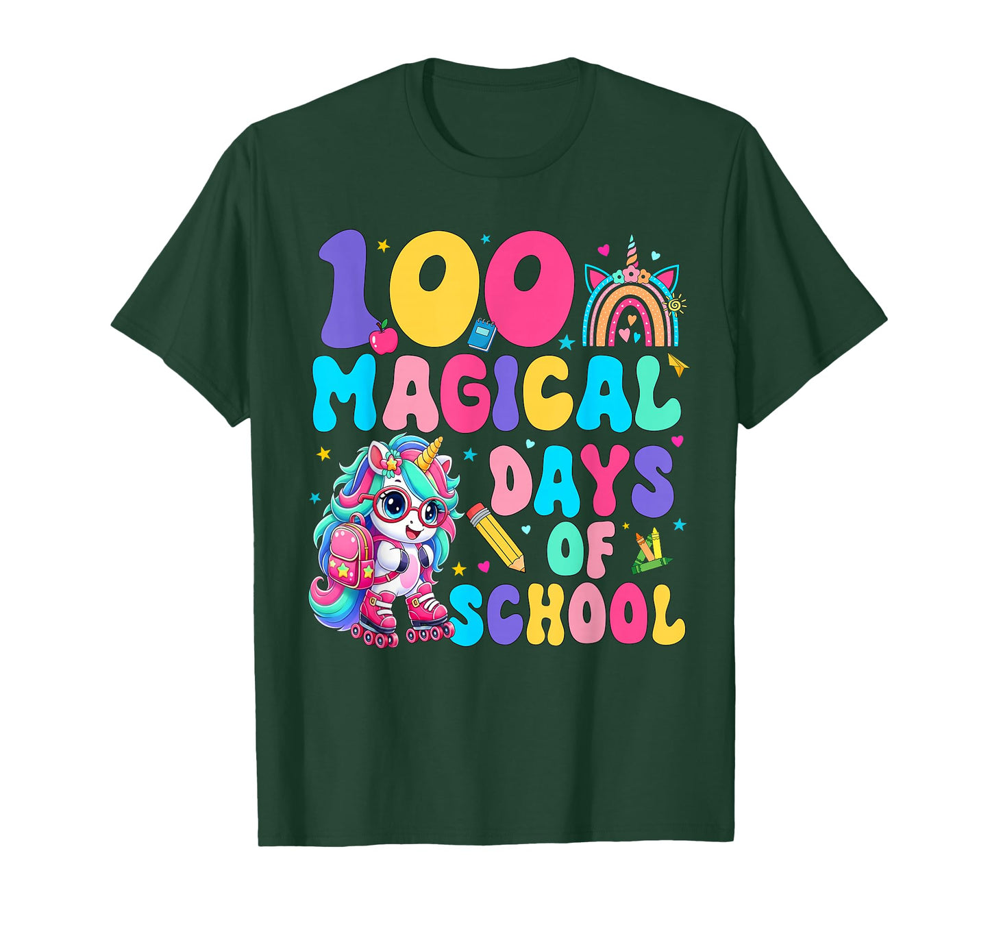 100 Magical Days Unicorn Happy 100th Day of School Girls Kid T-Shirt