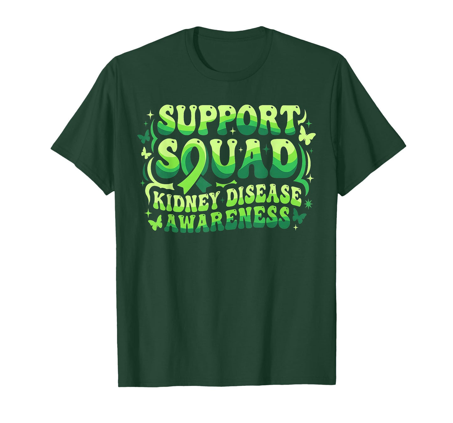 Groovy Support Squad Kidney Disease Awareness Green Ribbon T-Shirt