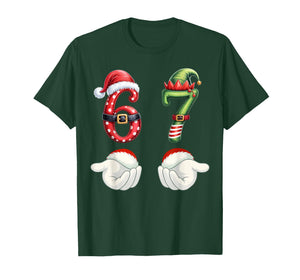 Funny 67 Christmas Pajamas Six Seven Meme 6 7 Elf Santa Xmas T-Shirt