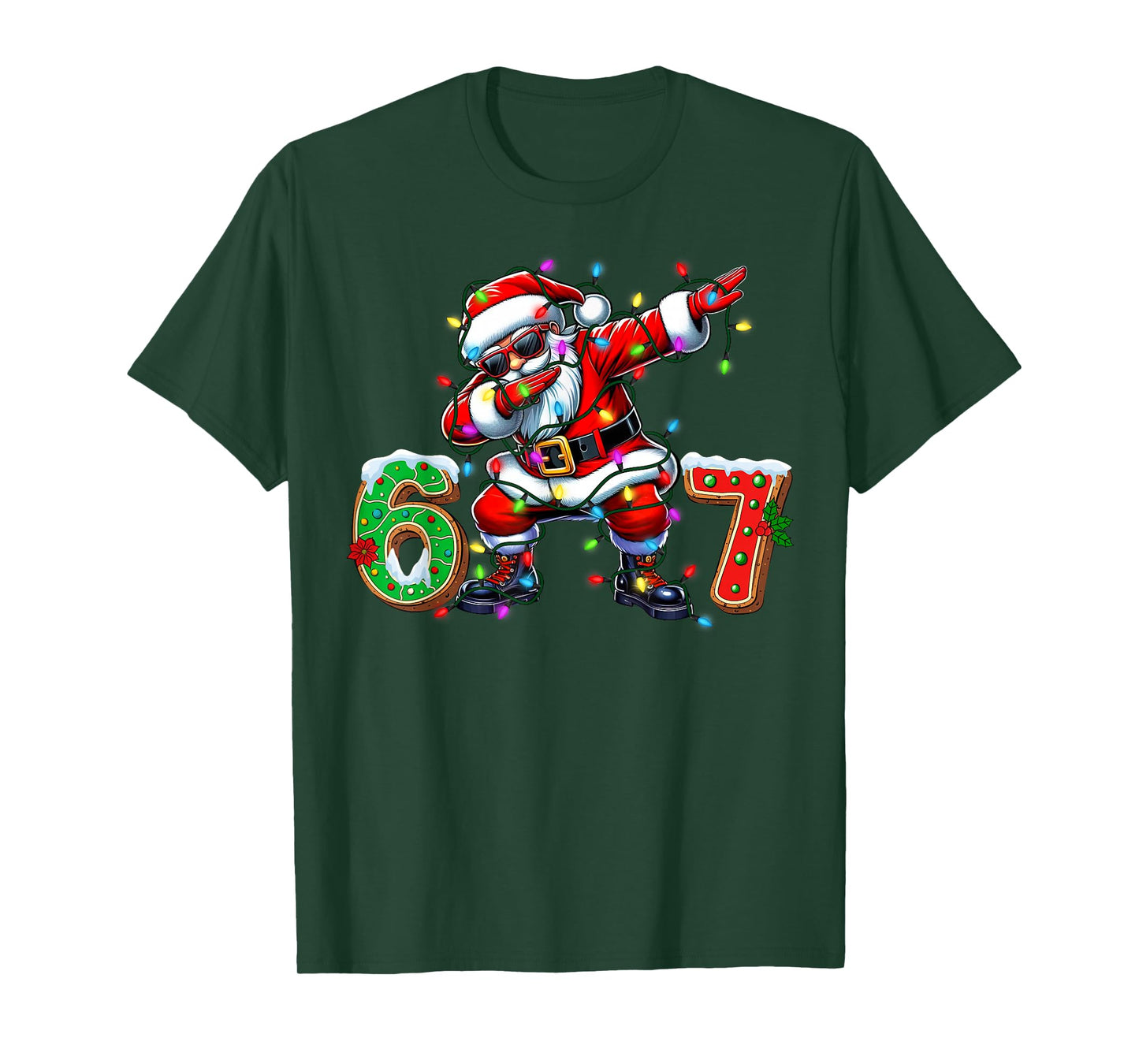 67 Six Seven Funny Dabbing Santa Christmas 6 7 Meme Men Kids T-Shirt