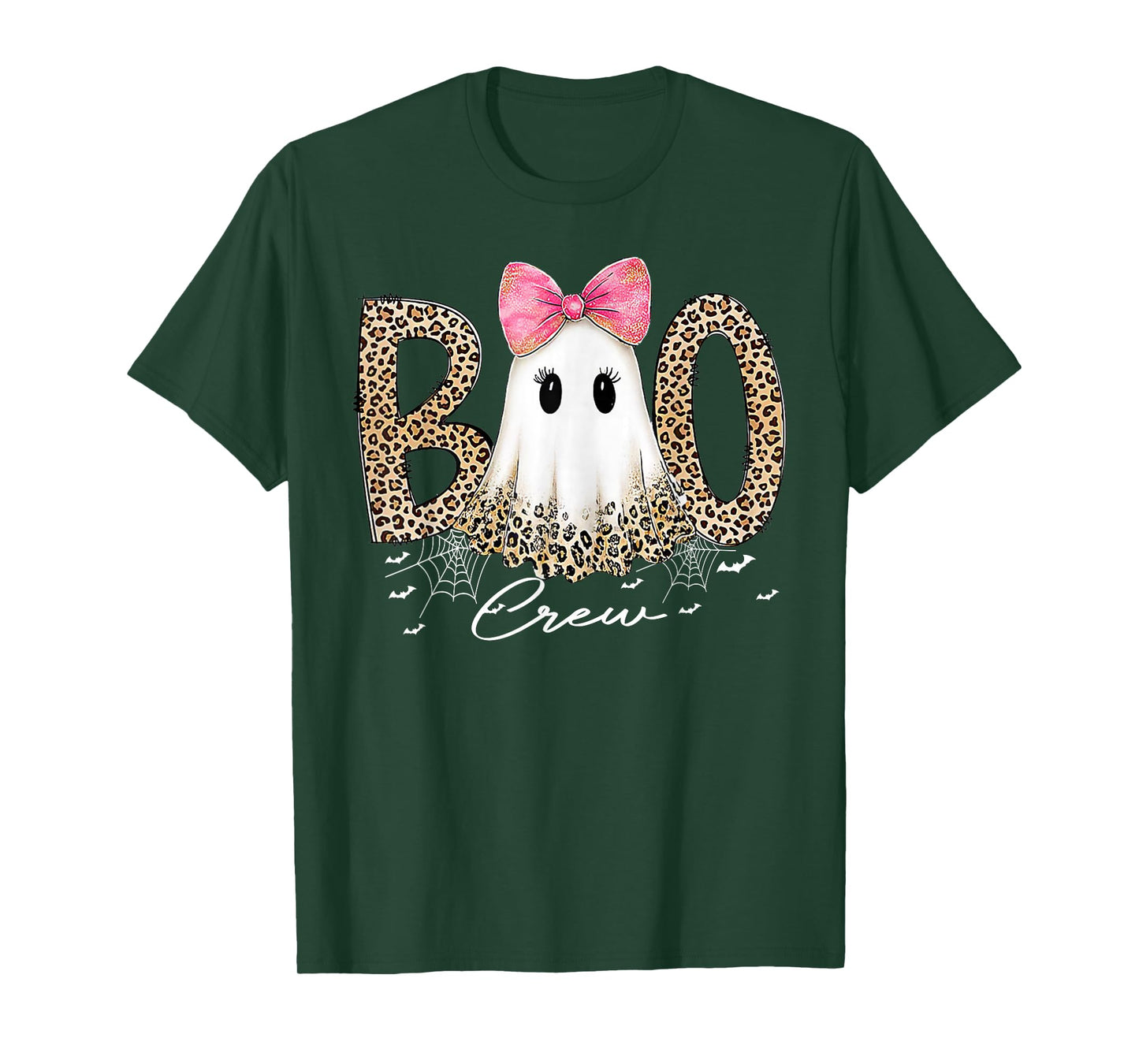 Preppy Leopard Boo Boo Crew Funny Ghost Halloween Women T-Shirt