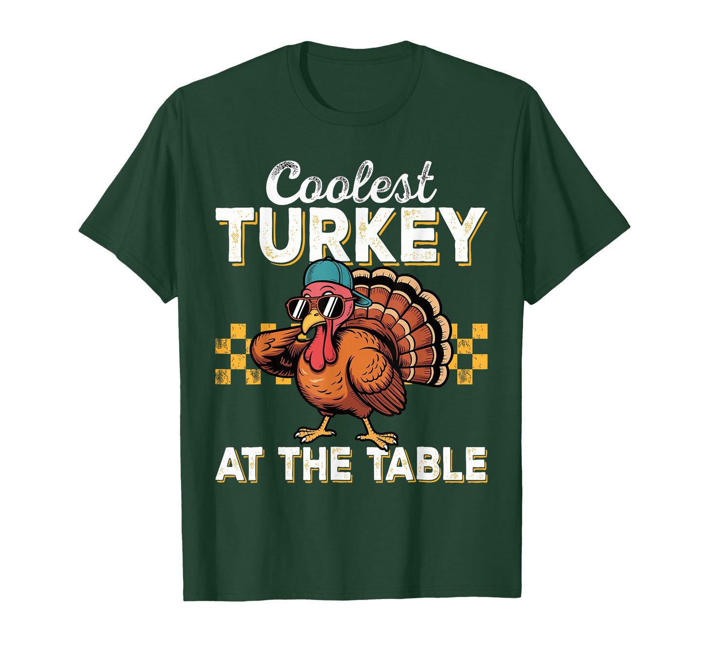 Coolest Turkey at The Table Funny Thanksgiving 2025 Kids T-Shirt