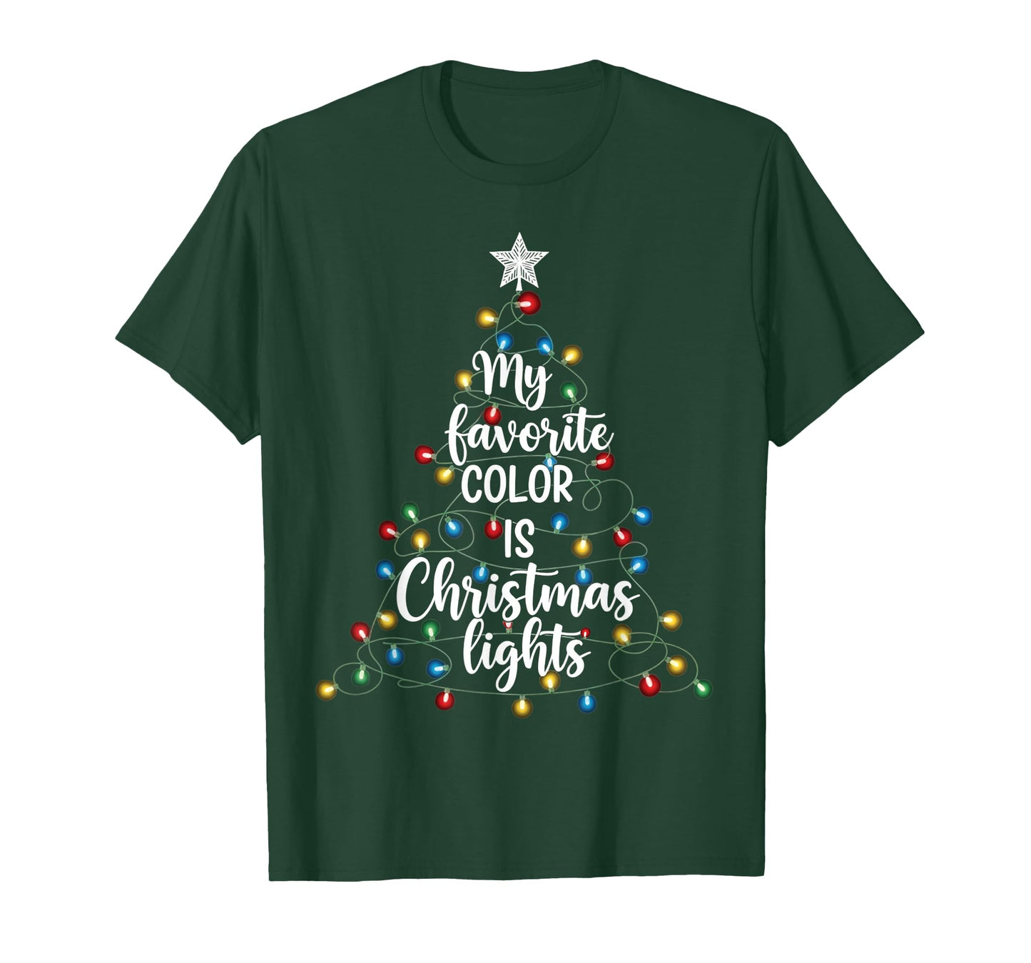 My Favorite Color is Christmas Lights Funny Xmas Family T-Shirt