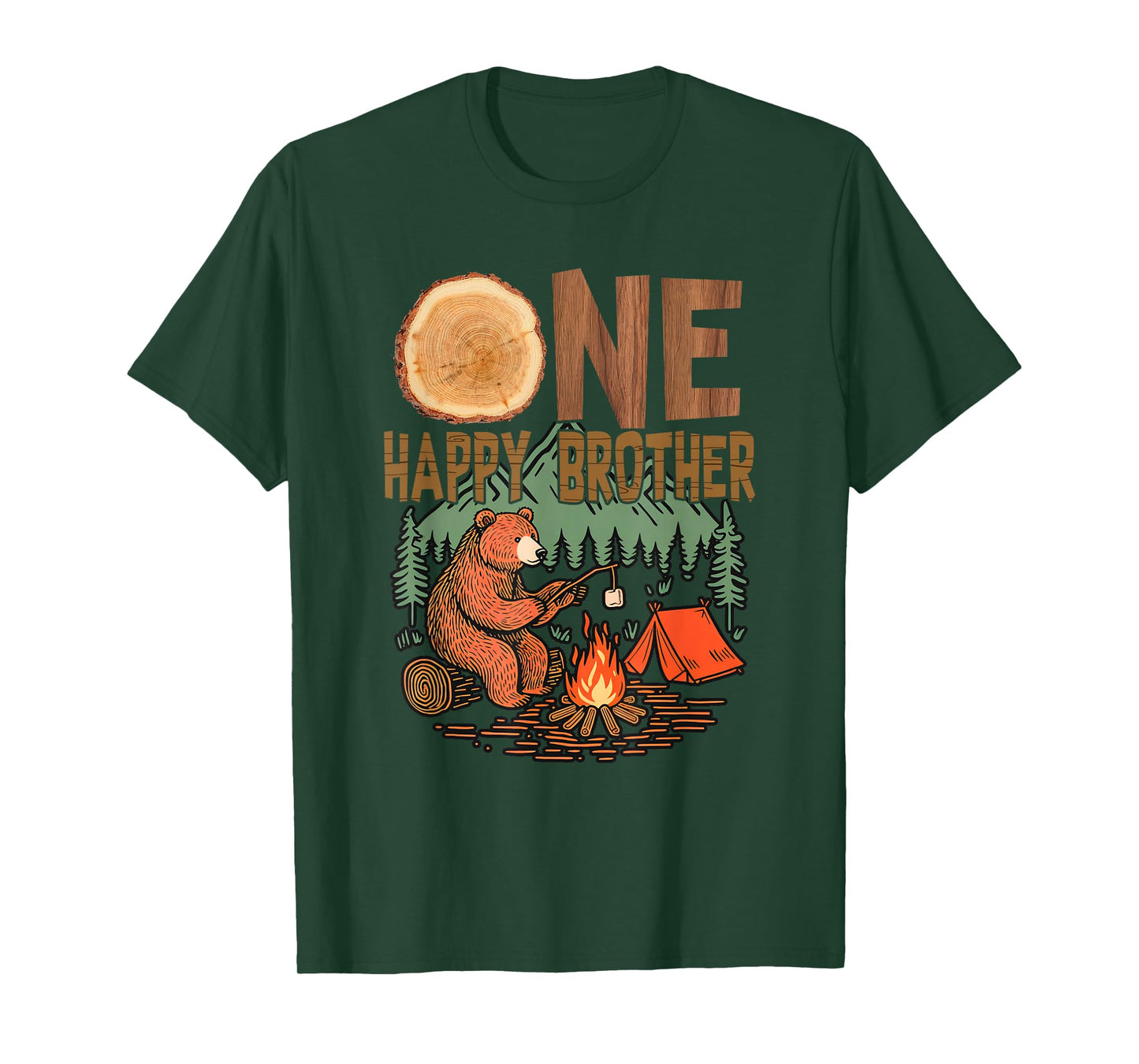 One Happy Brother Camper 1St Birthday Camping Bear T-Shirt