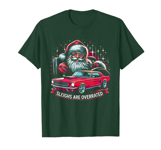 Classic Muscle Car Santa Hotrod V8 Enthusiast Christmas T-Shirt
