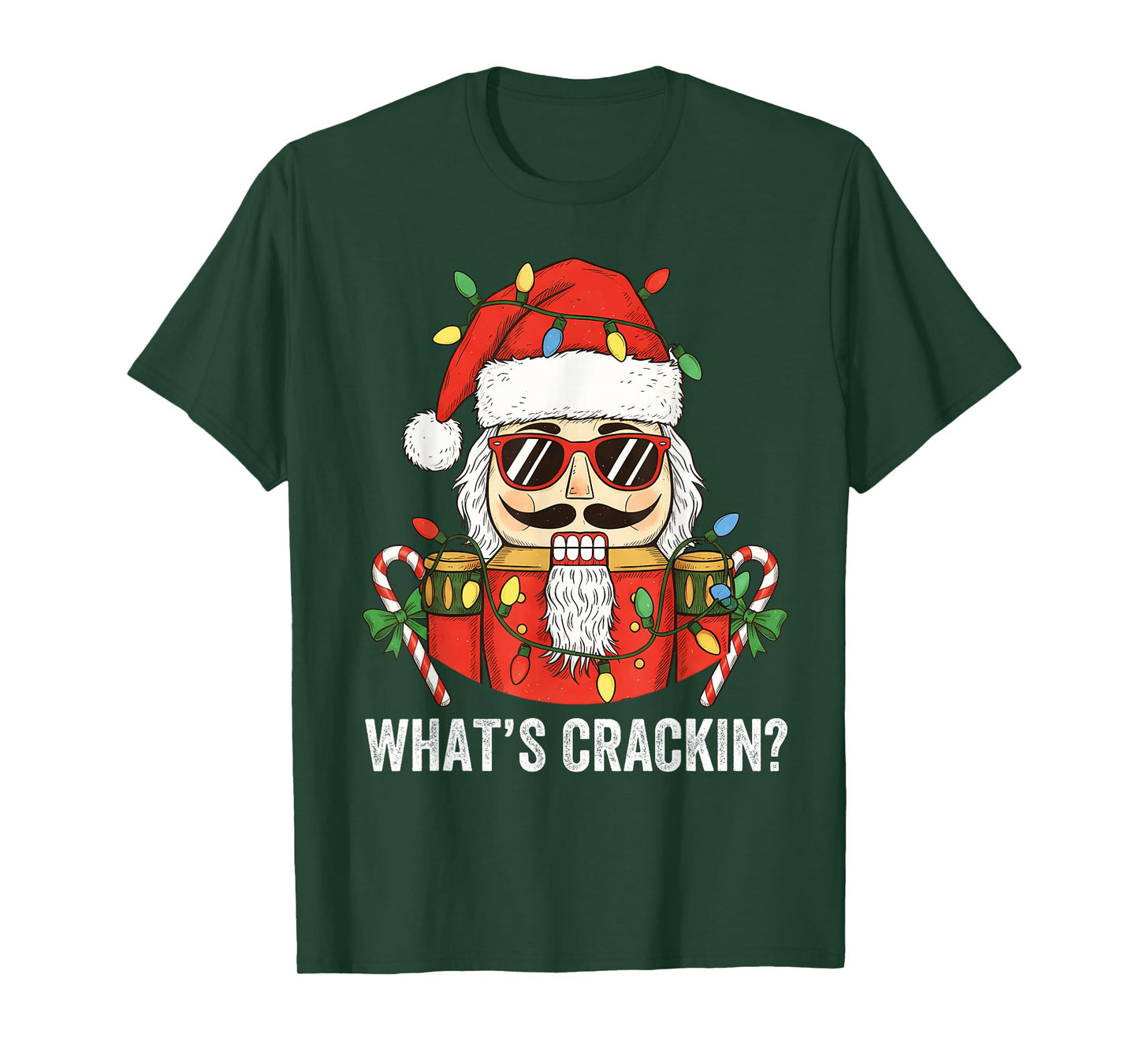 Funny Nutcracker Christmas Shirt Santa Hat Candy Cane Xmas T-Shirt