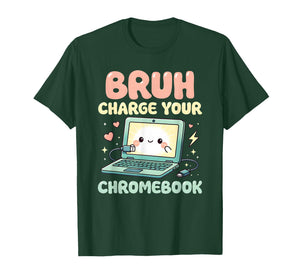 Bruh Charge Your Chromebook Funny Laptop Tech Kids T-Shirt