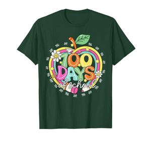 Happy 100 Days of School Apple Pencil Boys Girls Teachers T-Shirt