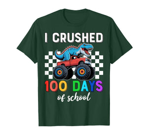 I Crushed 100 Days of School Dino 100th Day of School Boys T-Shirt