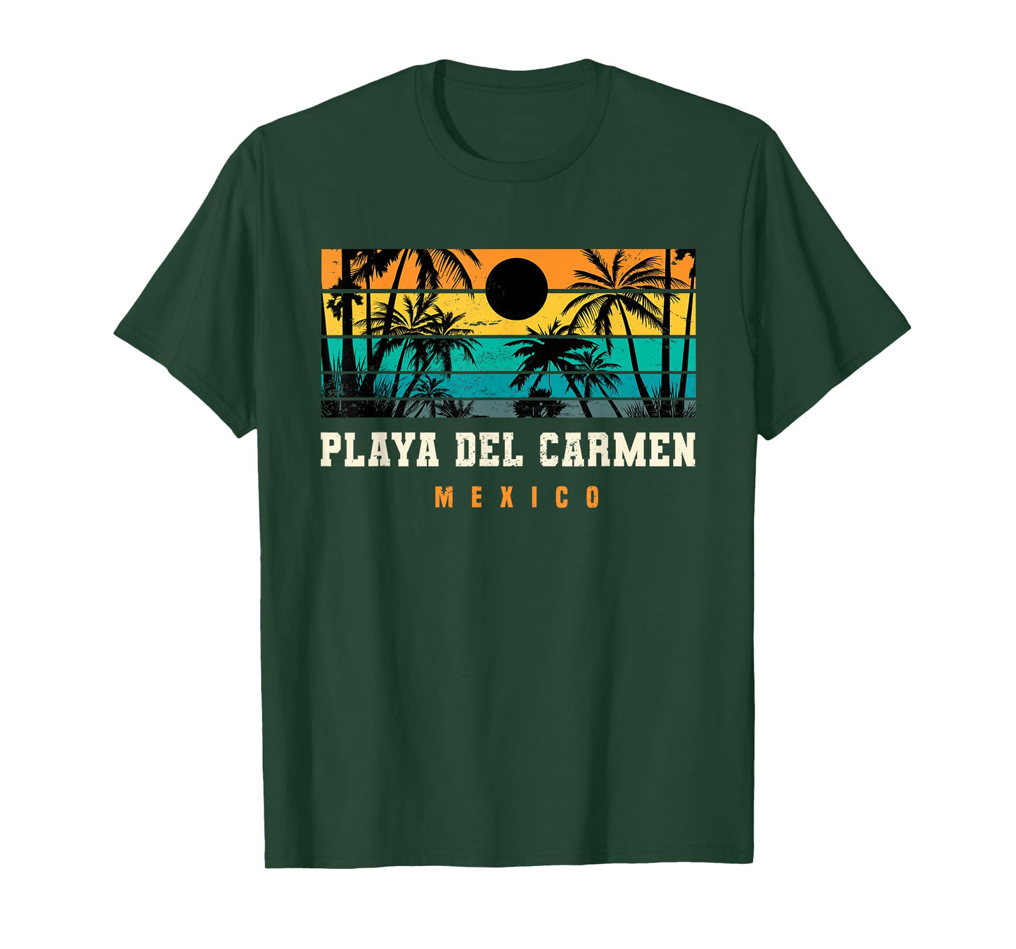 Playa Del Carmen Mexico Retro Sunset Palm Tree Beach Vibes T-Shirt