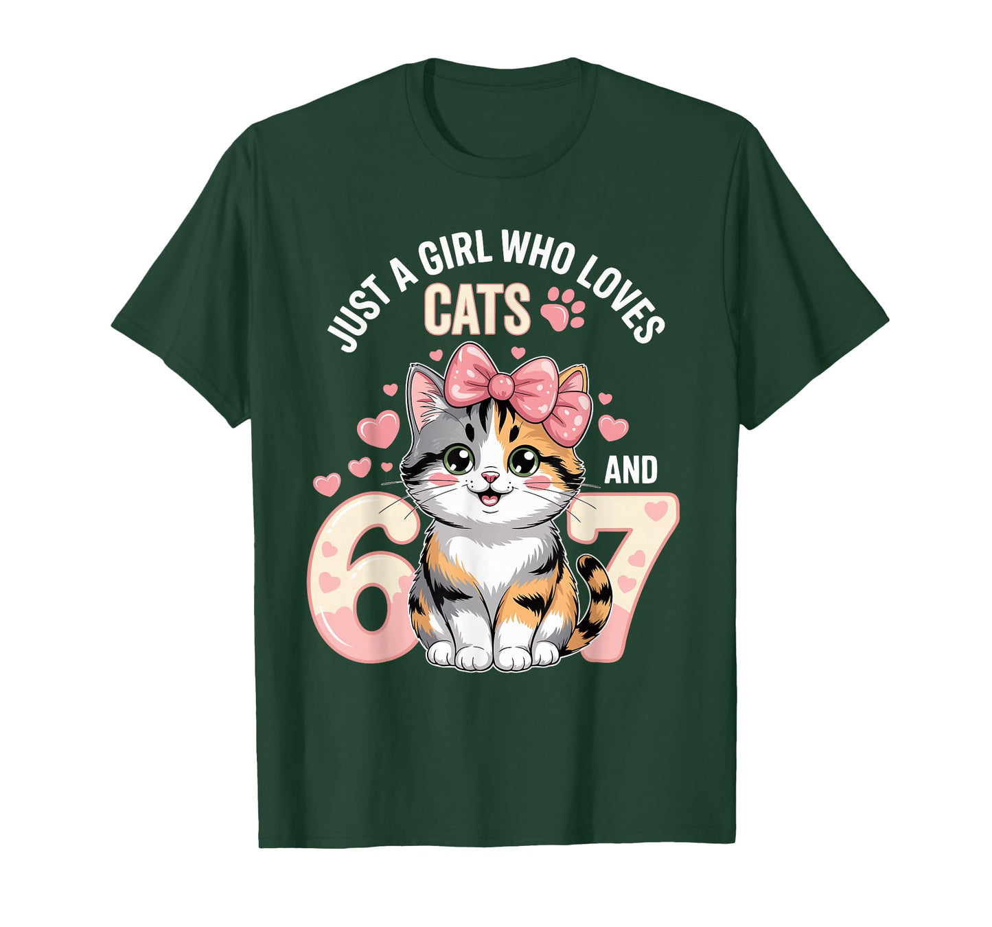 67 Just A Girl Who Loves Cats and Six Seven Women Girls T-Shirt