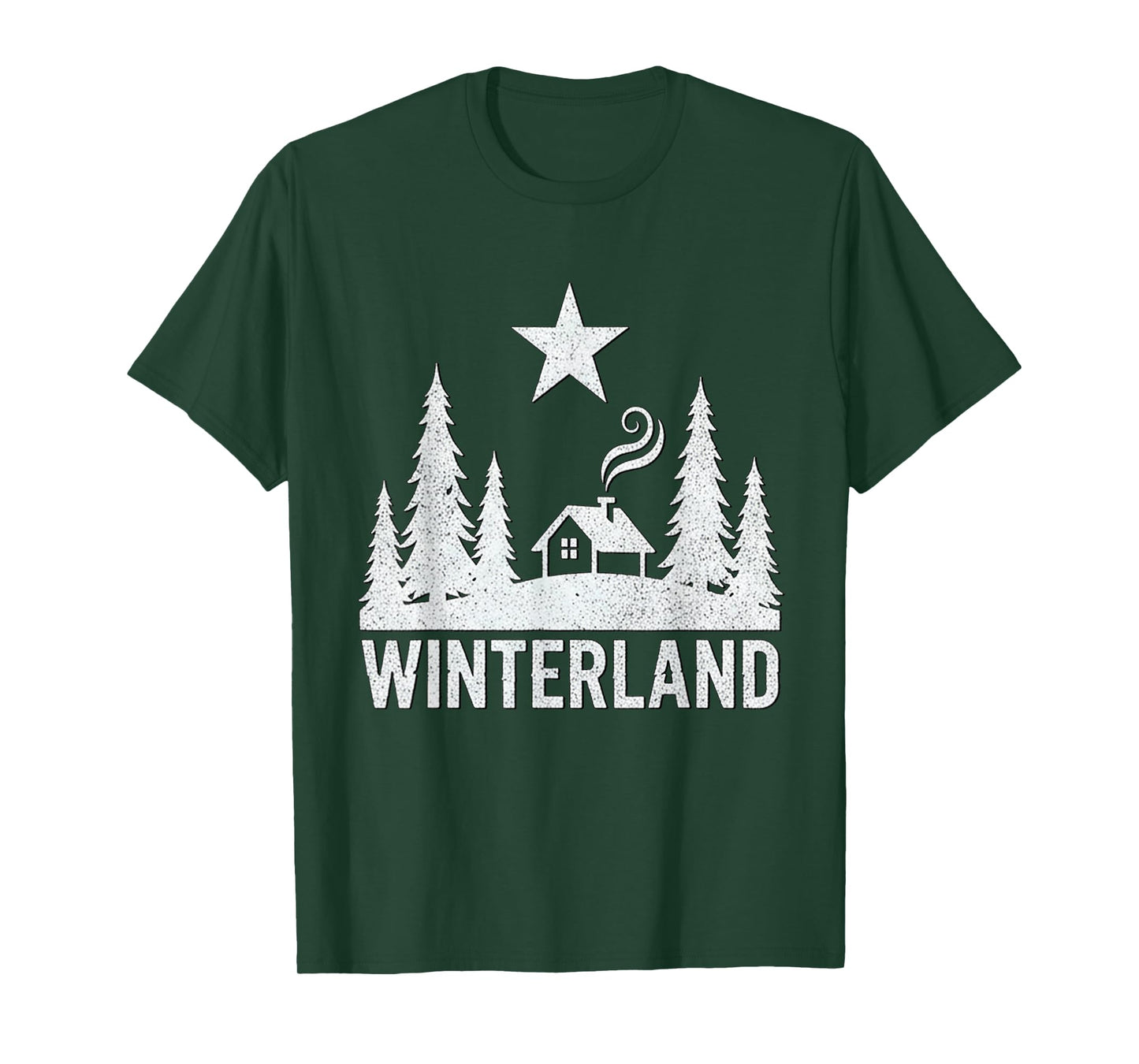Winterland Rustic Cabin Forest Star Grunge Winter Snow T-Shirt