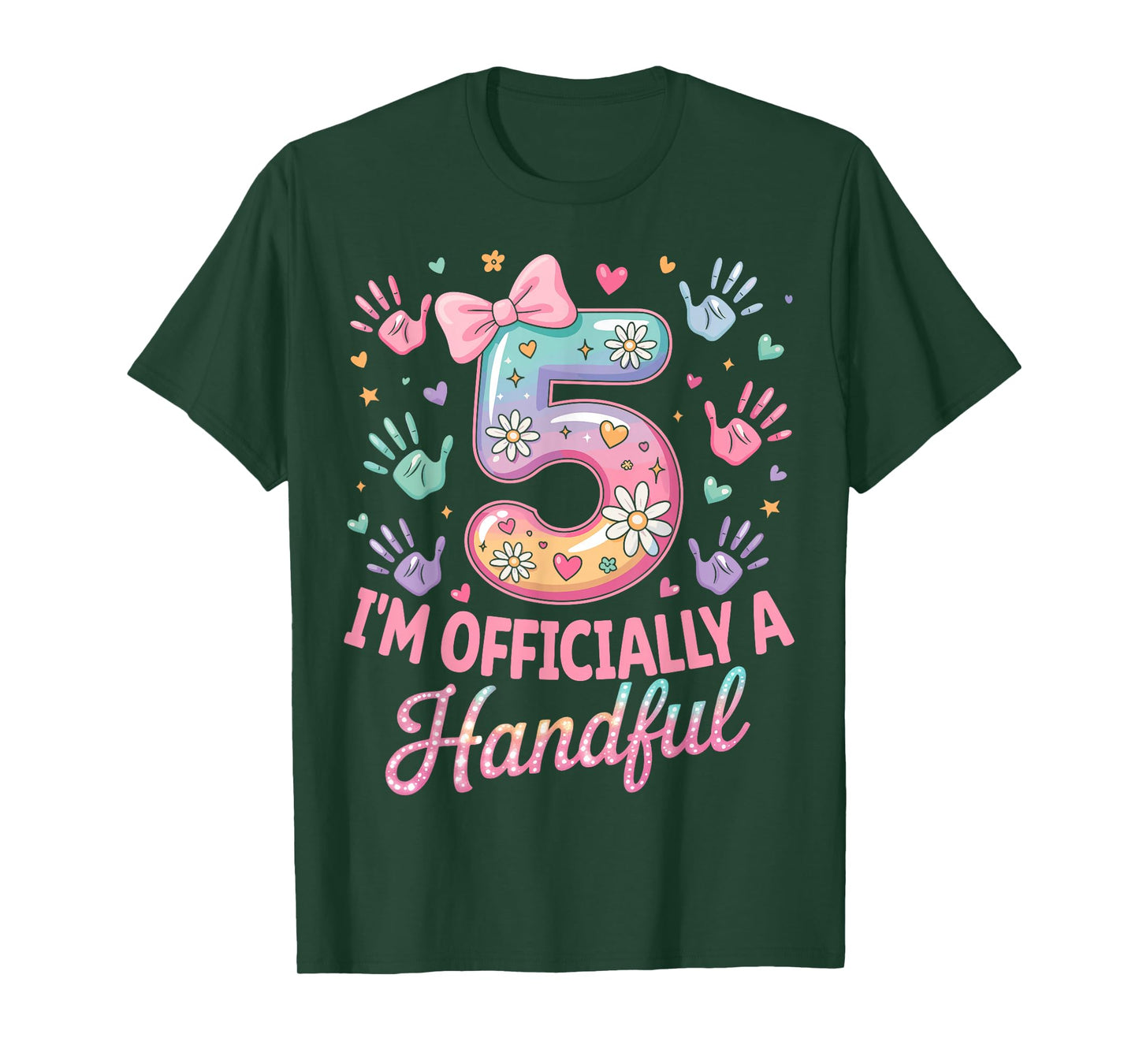 Kids I'm Officially A Handful Five 5th Birthday Girls Boys T-Shirt