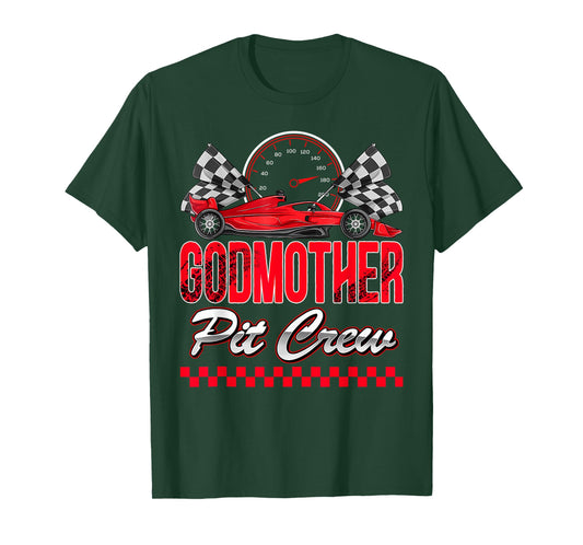 Godmother Pit Crew Racing Family Race Car Birthday Boy T-Shirt