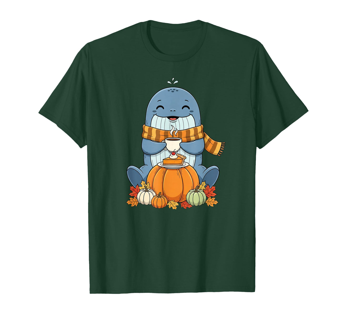 Funny Whale Coffee Autumn Thanksgiving Womens Mens Kids T-Shirt