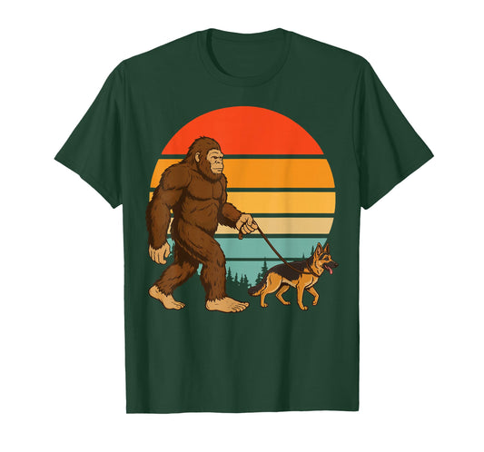 Bigfoot German Shepherd Retro T-Shirt