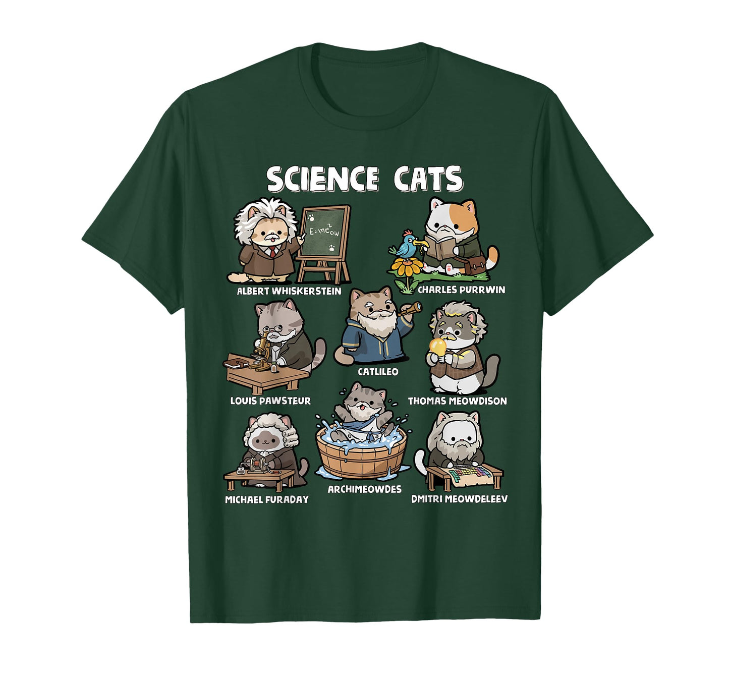 Science Cats Funny Scientist Pun Cat Lover Math Teacher T-Shirt