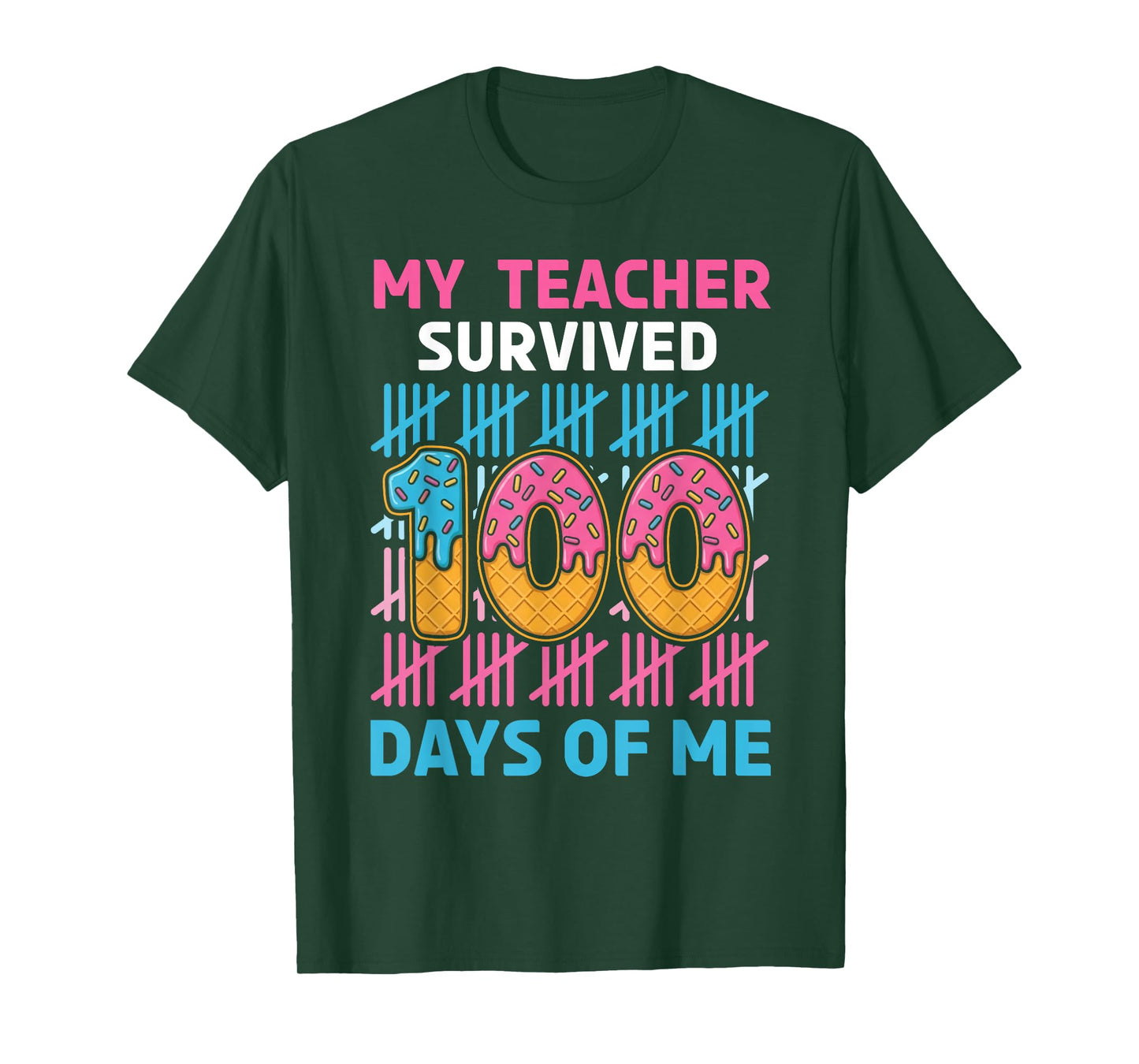 Funny School My Teachers Survived 100 Days of Me Student Kid T-Shirt
