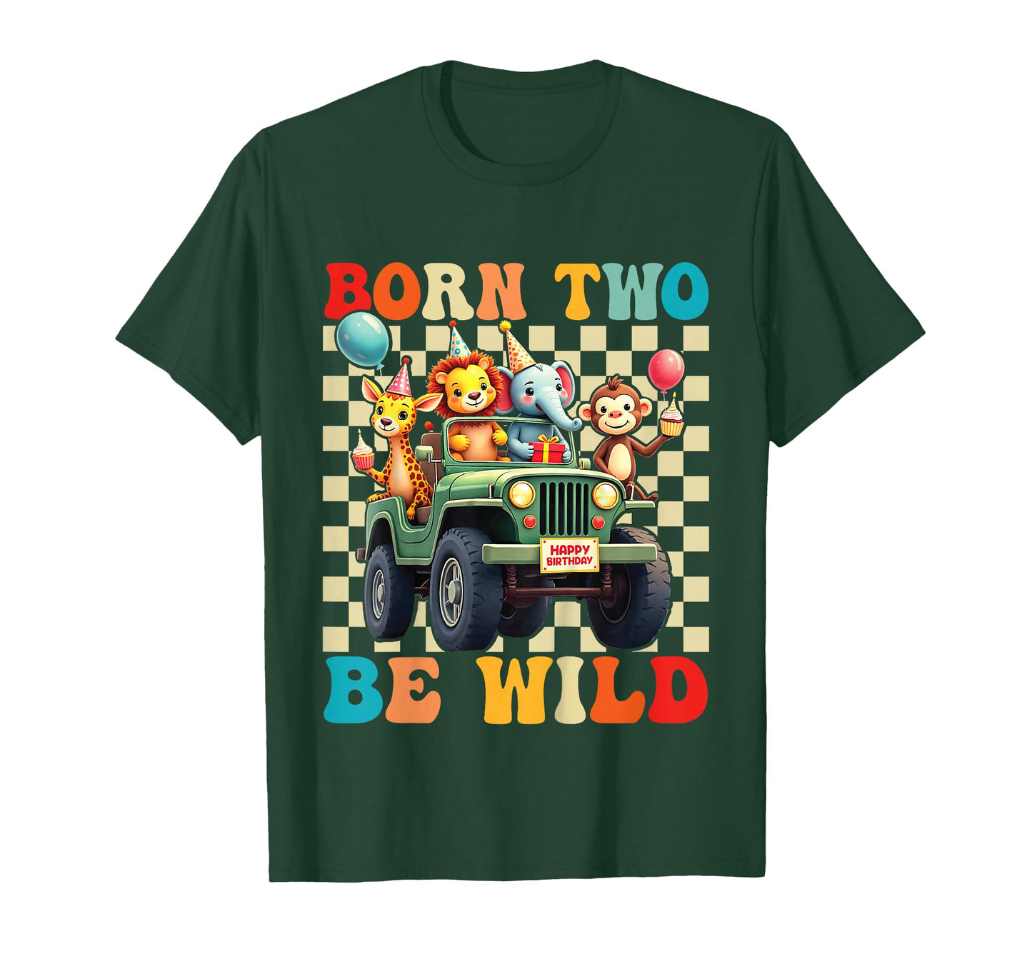 Born Two Be Wild 2nd Birthday 2 Year Old Birthday Zoo Safari T-Shirt