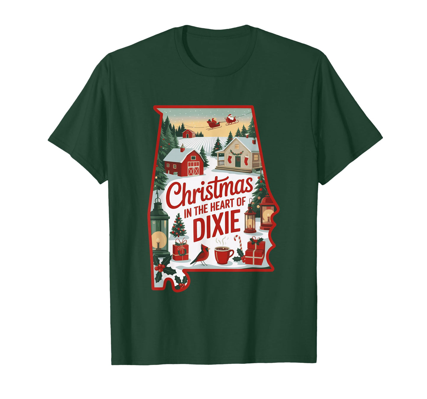Christmas in The Heart of Dixie Alabama T-Shirt