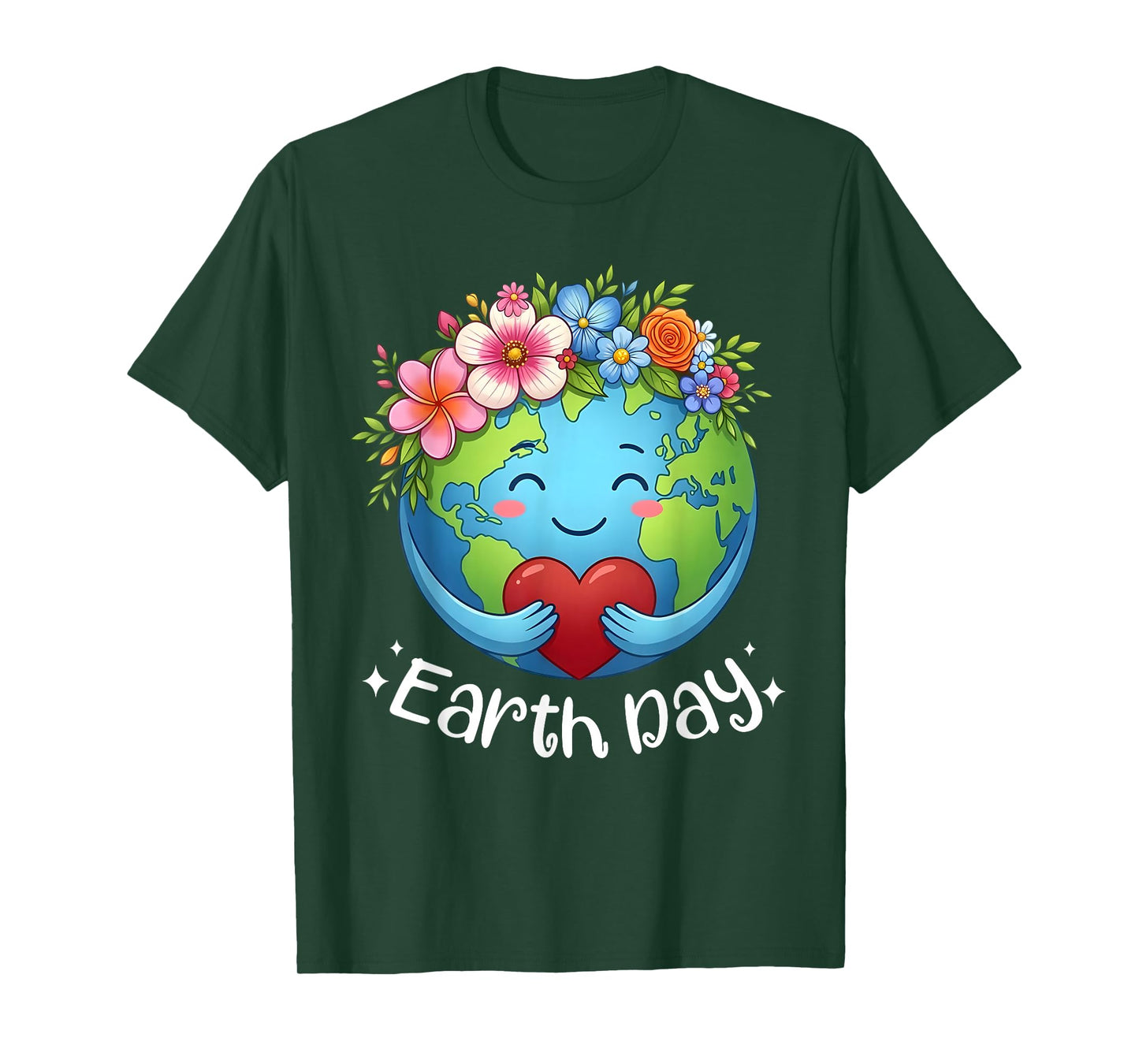 Happy Earth Day 2026 Cute Earth Planet Women Girls Kids T-Shirt