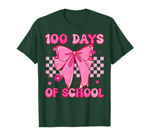Coquette Bow 100th Day of School 100 Days Girls Women Kids T-Shirt