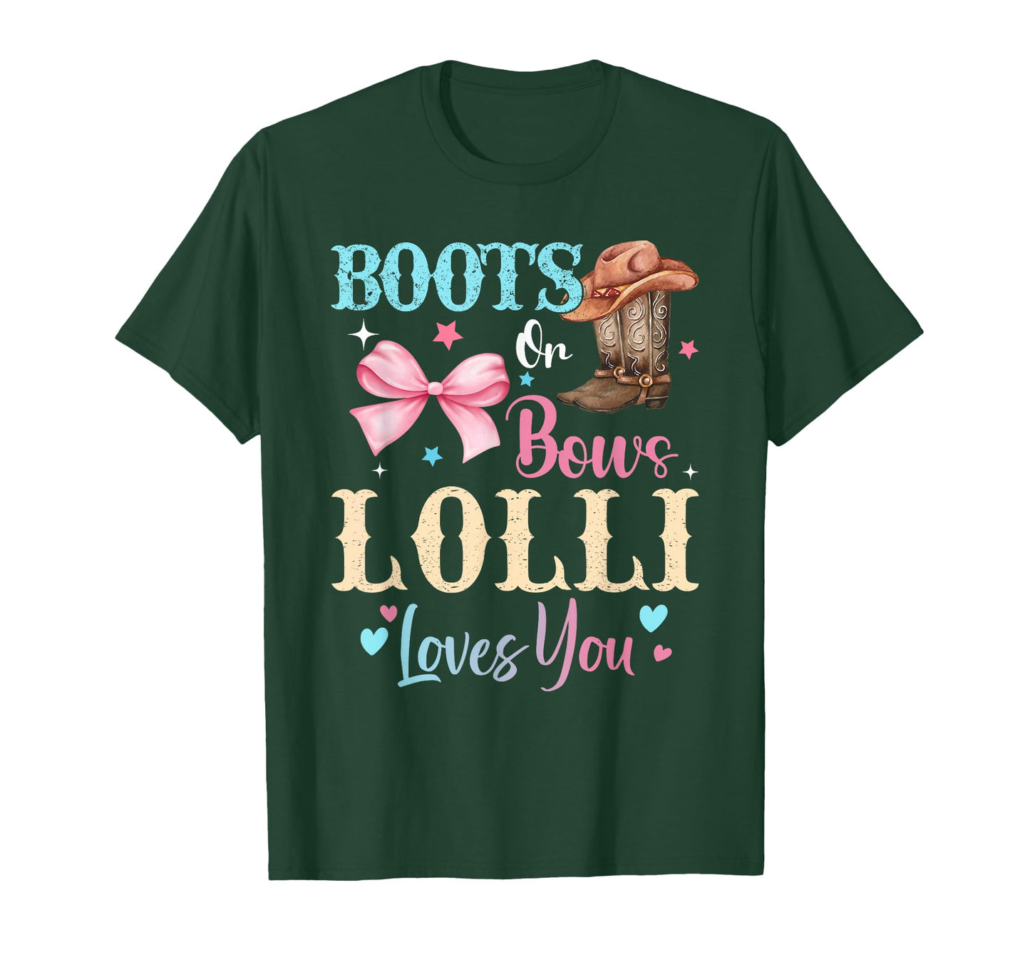 Boots or Bows Lolli Loves You Gender Reveal Family T-Shirt