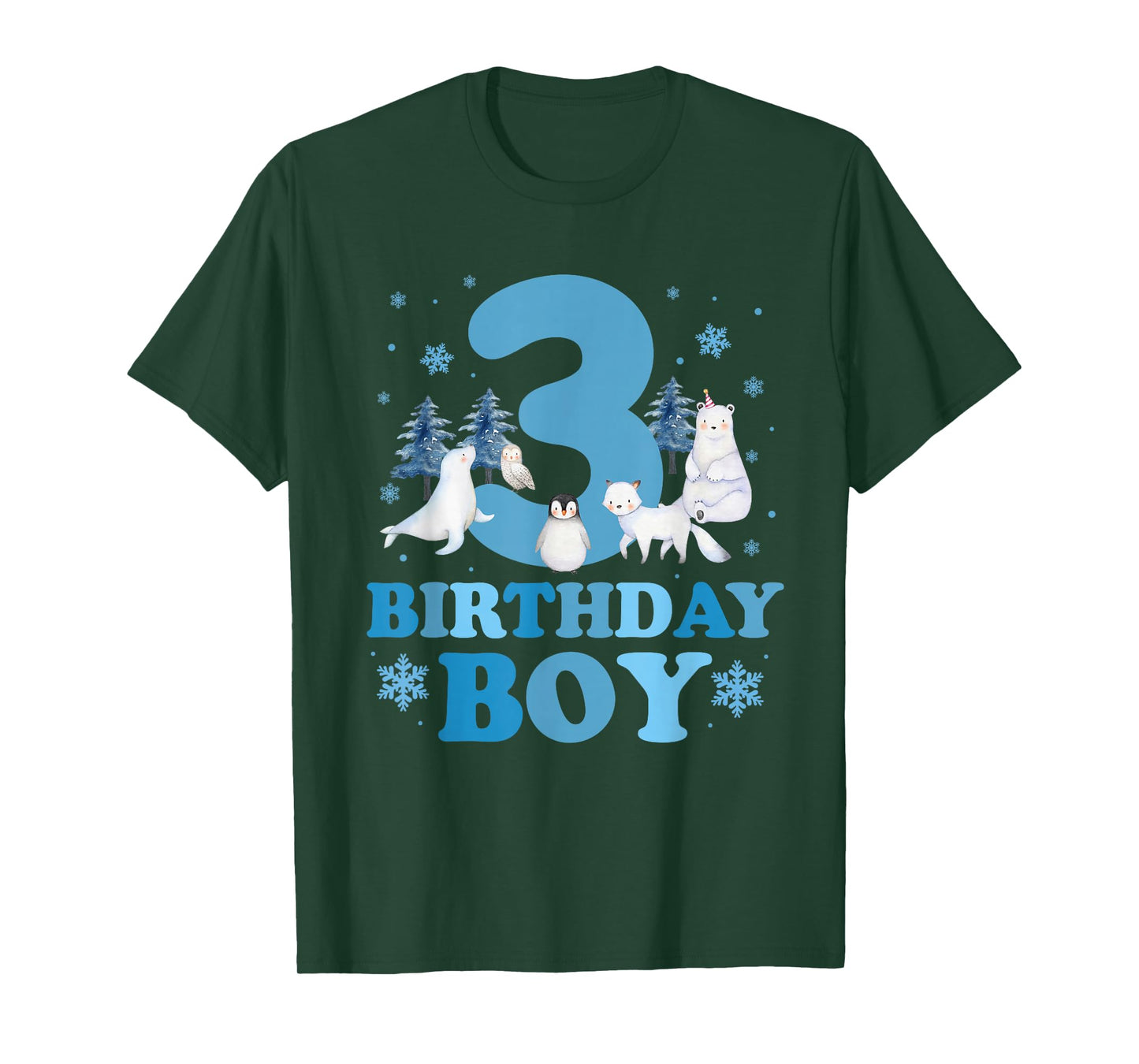 Winter 3rd Birthday Boy Arctic Animals 3 Year Old Birthday T-Shirt