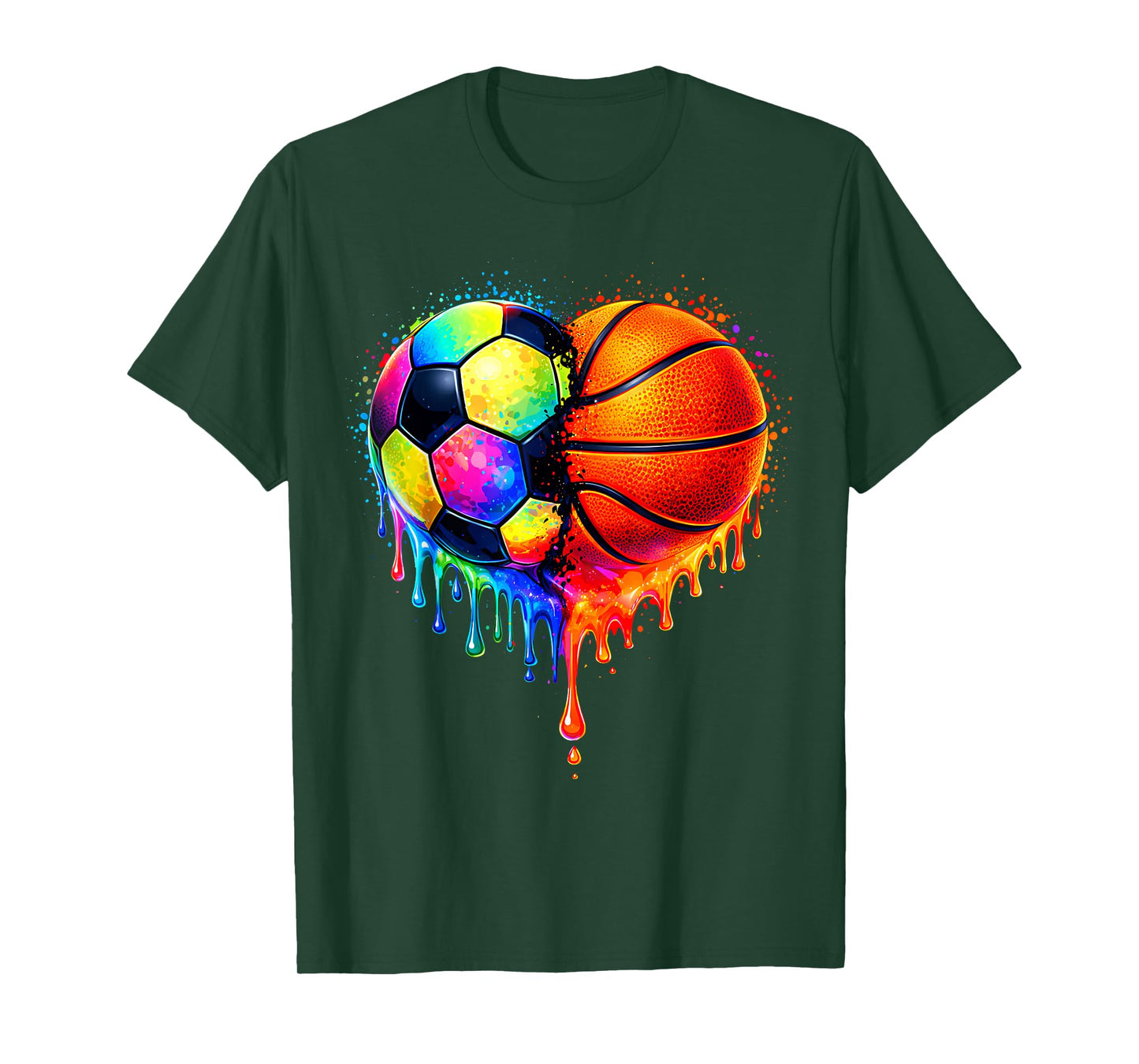 Soccer Basketball Drip Heart Sports Valentines Day Men Boys T-Shirt