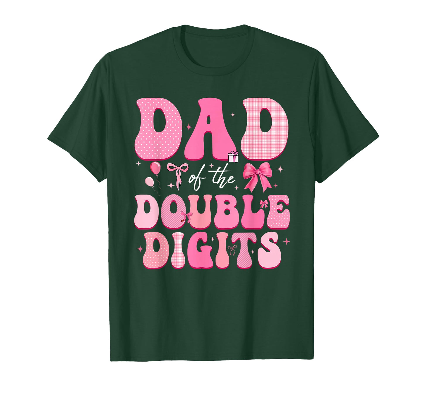 Dad of The Double Digits Cute Pink Bow 10th Birthday Girl T-Shirt