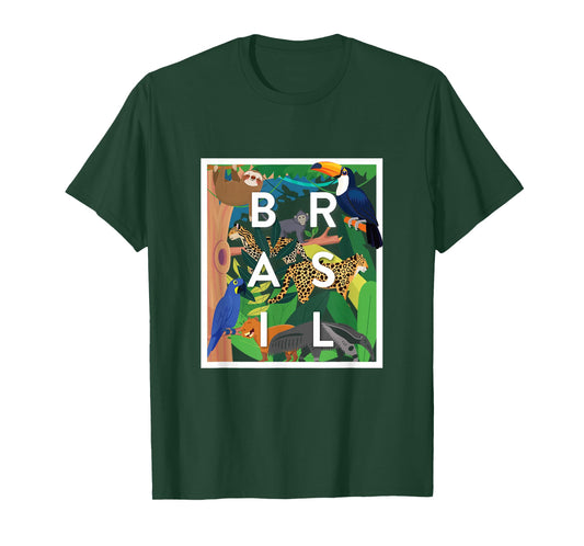 Brasil Jungle Animals Word Art - Brazil Souvenir T-Shirt