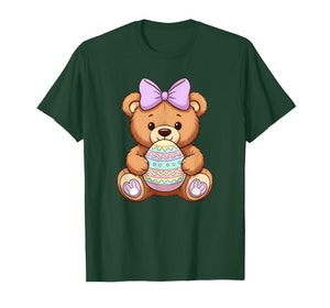 Cute Easter Teddy Bear Holding Egg Spring Coquette Aesthetic T-Shirt