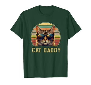Cat Daddy Retro 70s 80s Black Cat Men Funny Cat Dad Gifts T-Shirt