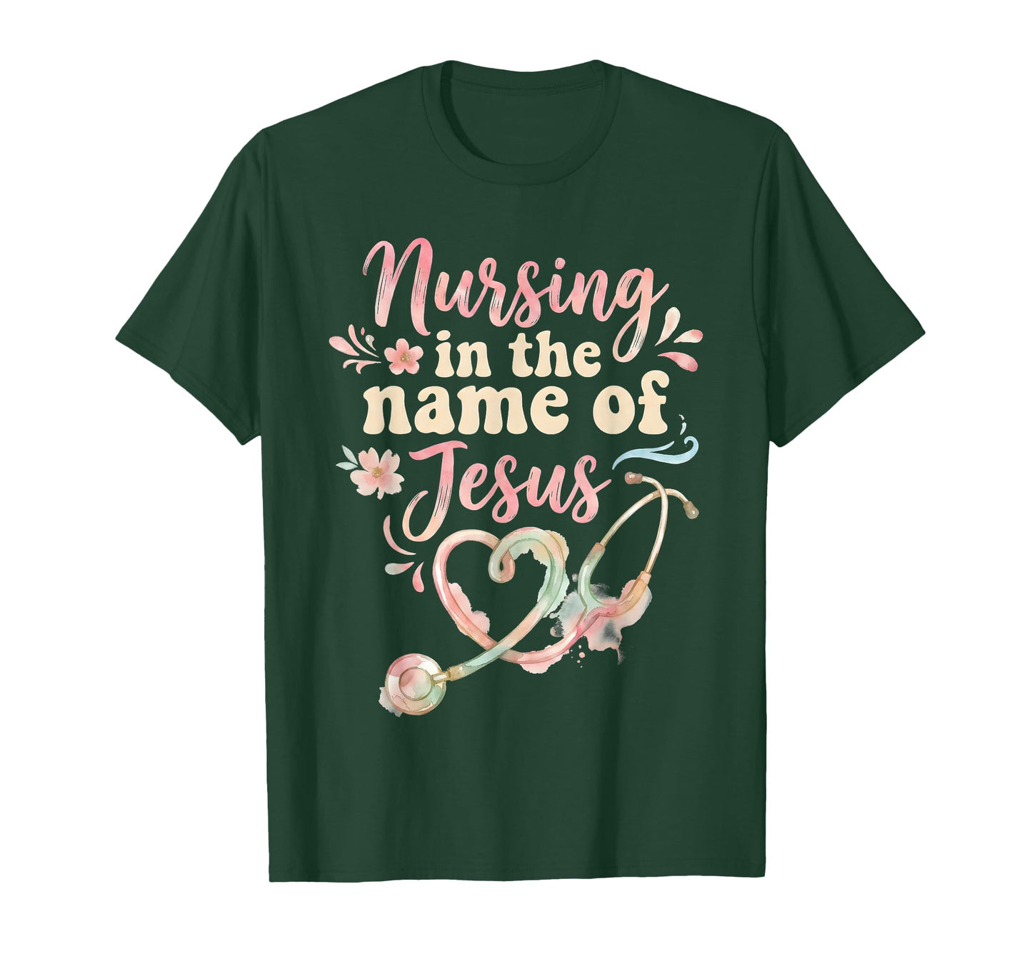 Nursing in The Name of Jesus Christian Nurse T-Shirt