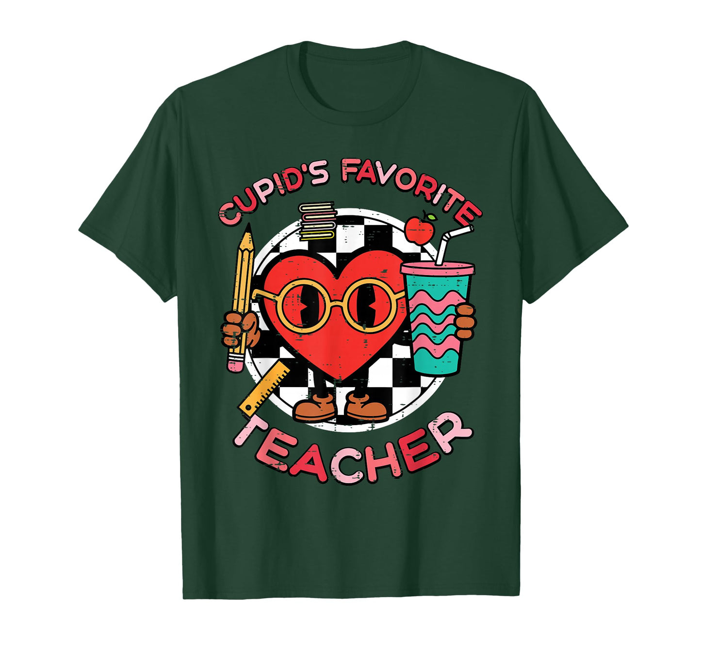 Valentines Day Cupids Favorite Teacher Funny Heart Women Men T-Shirt