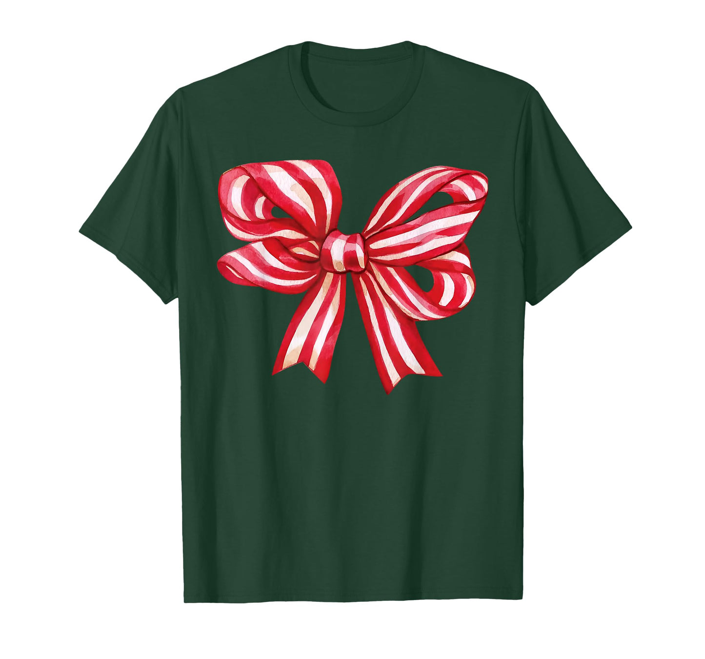 Candy Cane Coquette Bow Red White Xmas Holiday Christmas T-Shirt