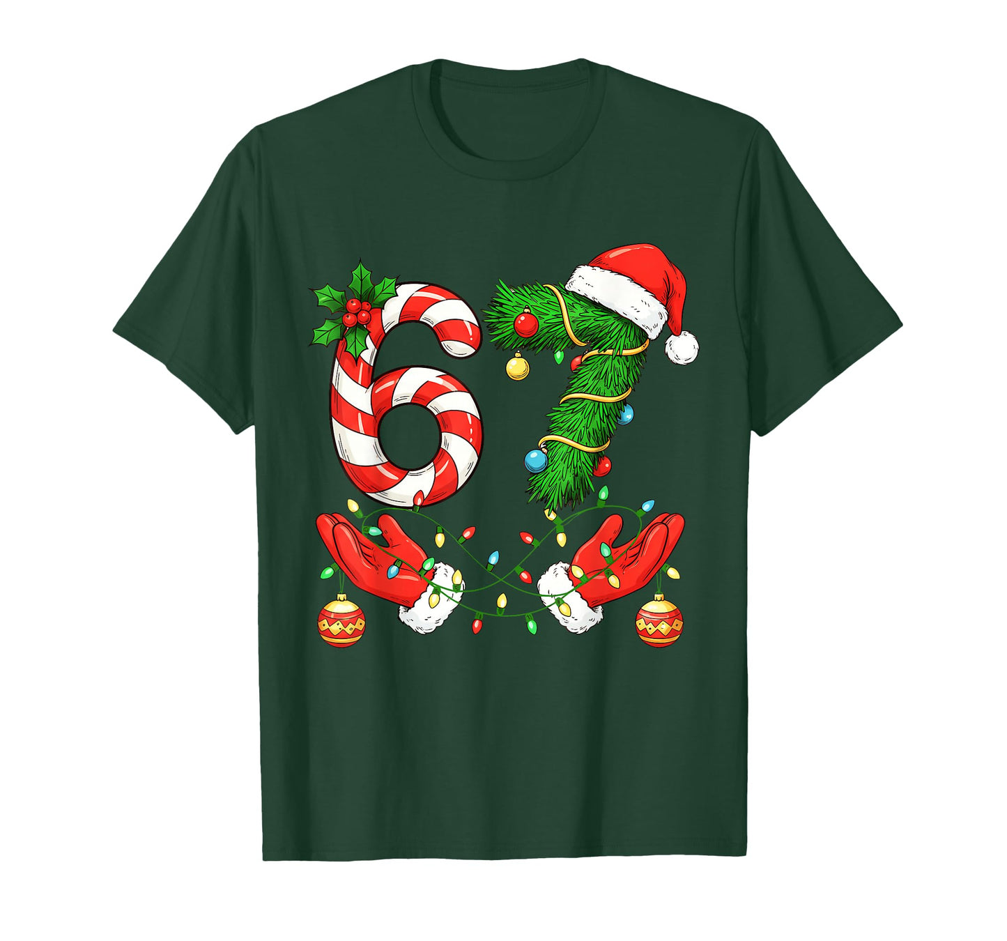 Trending Six Seven Meme Christmas 67 Santa Funny Christmas T-Shirt