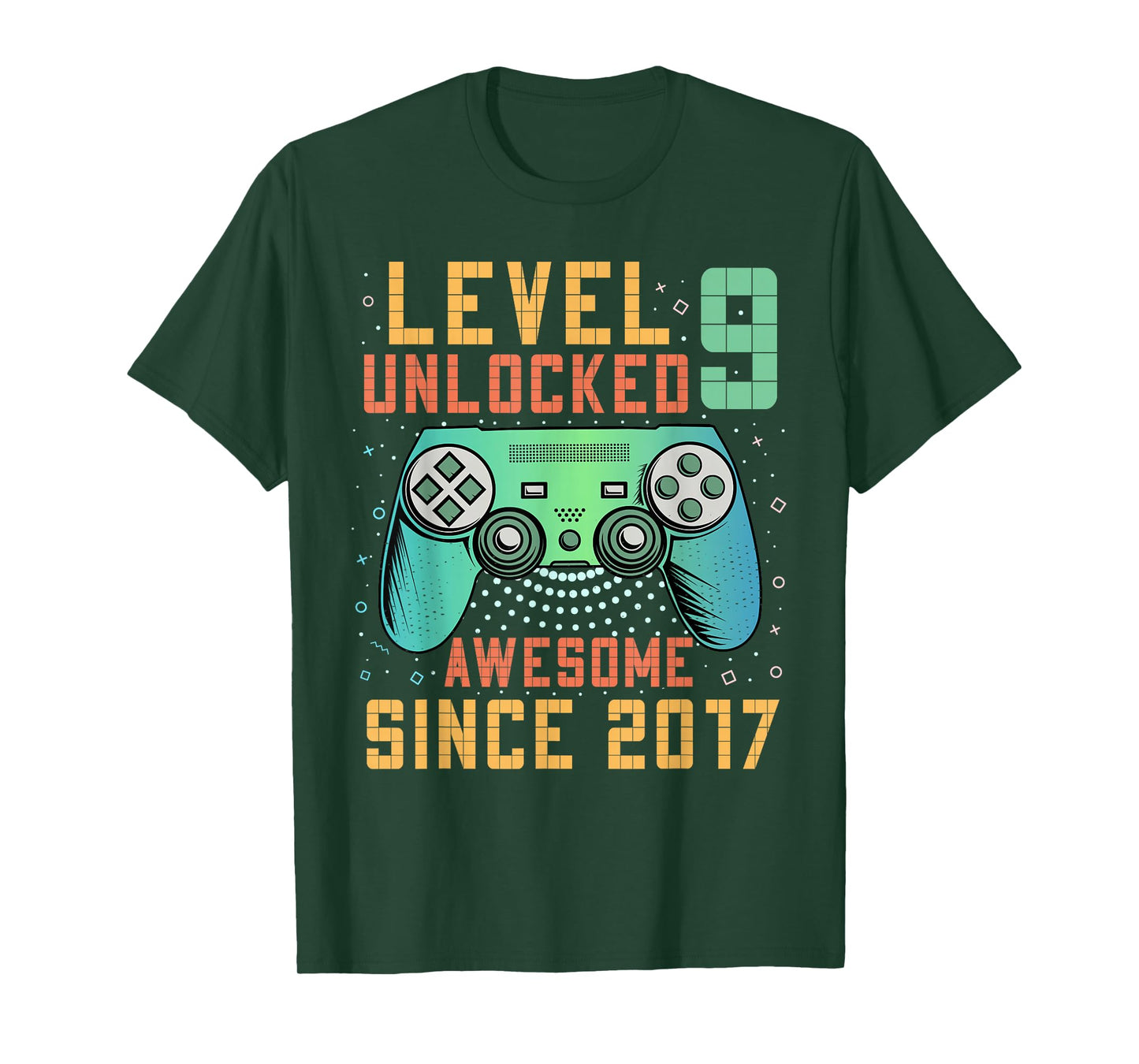 Level 9 Unlocked Awesome Since 2017 9th Birthday Boy T-Shirt