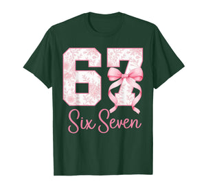 Coquette Bow Number 67 Funny Meme Pink Floral Women Girls T-Shirt