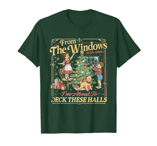 Funny Christmas Holiday from The Windows to The Walls Retro T-Shirt
