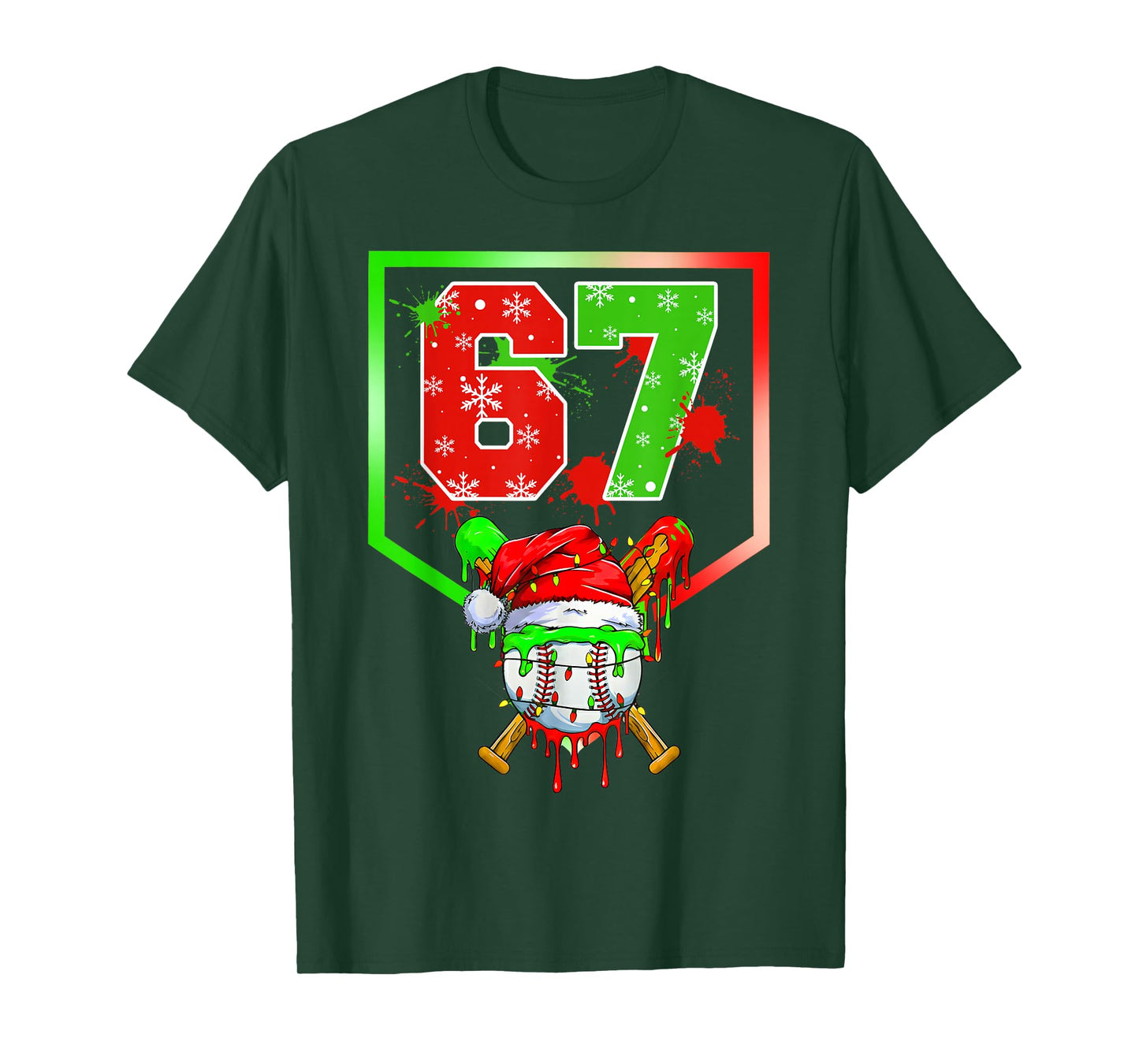 Funny Six Seven Baseball 67 Ice Cream Drip Christmas Pajamas T-Shirt