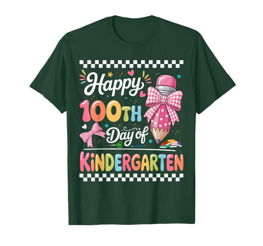 Happy 100 Days of School Teacher Kindergarten Girls Kids T-Shirt
